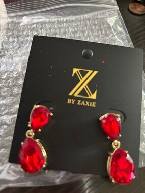 Zaxie Red Teardrop Dangle Earrings